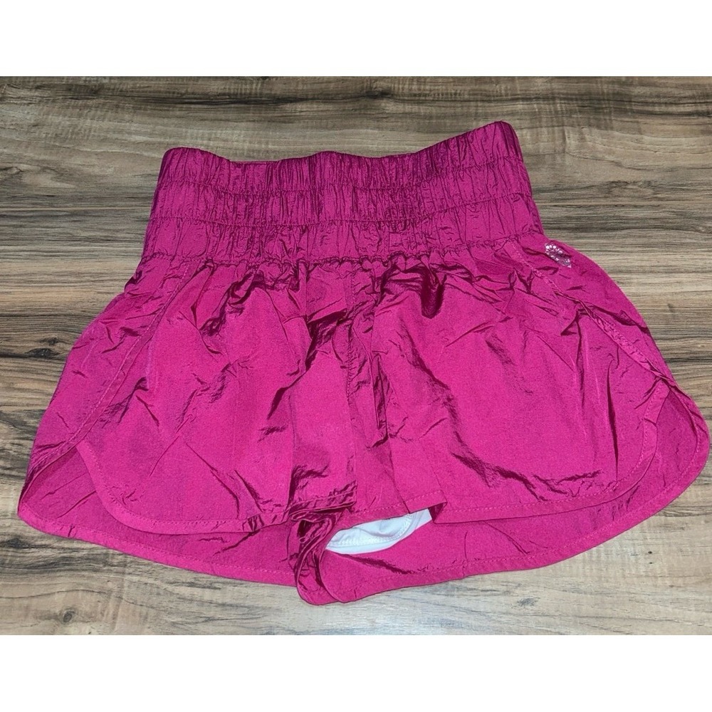 Free People Womens Magenta High Waisted Shorts with Lining, Medium